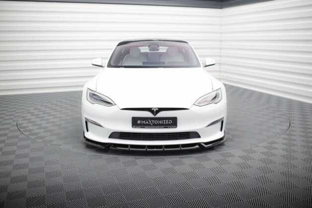 Frontlippe V.1 passend für Tesla Model S Plaid Mk1 FL schwarz Hochglanz