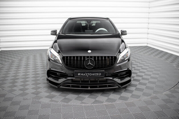 Frontlippe V.2 passend für Mercedes A AMG-Line W176 FL schwarz Hochglanz
