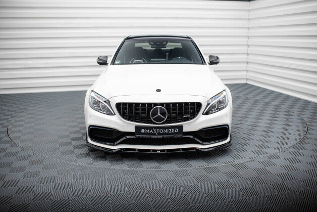 Frontlippe V.2 passend für Mercedes-AMG C63 Limousine / Kombi W205 / S205 schwarz Hochglanz