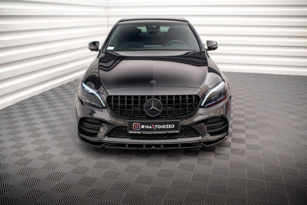 Frontlippe V.2 passend für Mercedes C AMG Line Limousine / Coupe / Kombi W205 / C205 / S205 FL schwarz Hochglanz