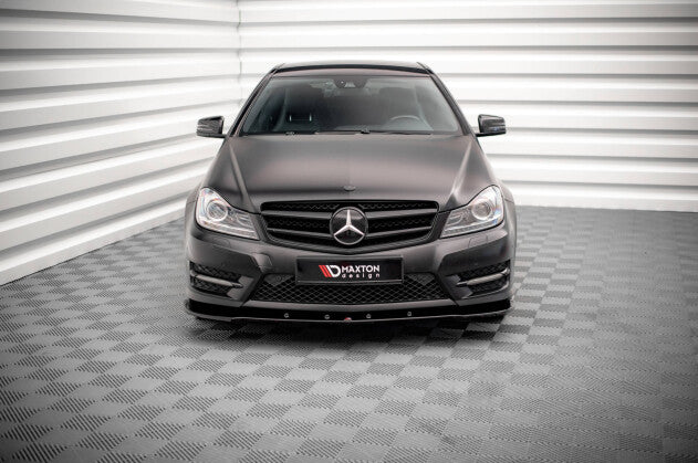 Frontlippe V.2 passend für Mercedes C Coupe / Limousine / Kombi AMG-Line C204 / W204 FL / S204 FL schwarz Hochglanz