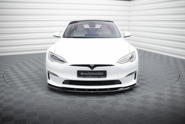 Frontlippe V.3 passend für Tesla Model S Plaid Mk1 FL schwarz Hochglanz