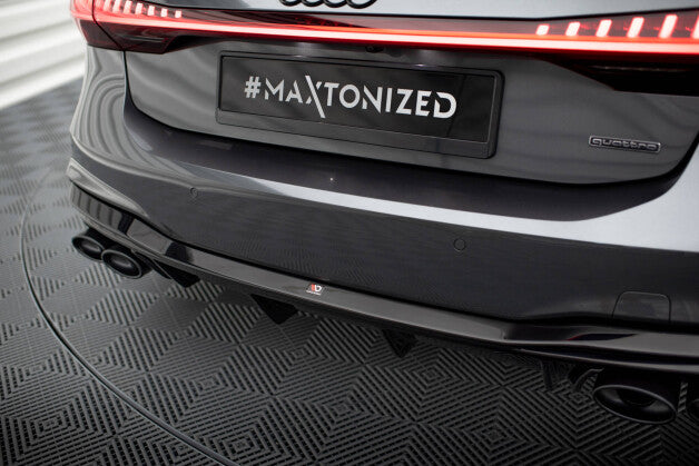 Heckansatz Diffusor + Endrohre chrom passend für Audi A7 S-Line C8 / S7 C8 / C8 FL / S7 FL schwarz Hochglanz