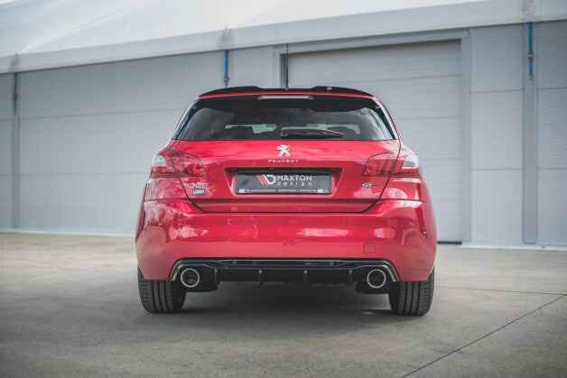 Heckansatz Diffusor + Endrohre chrom passend für Peugeot 308 GT Mk2 FL schwarz Hochglanz