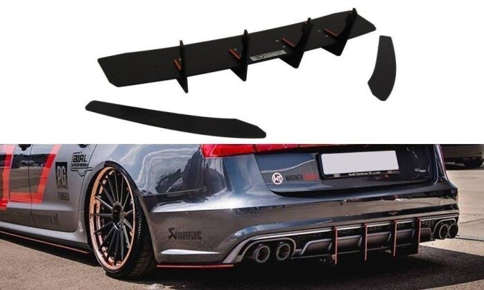 Heckansatz Diffusor Flaps passend für Audi S6 C7 FL schwarz matt