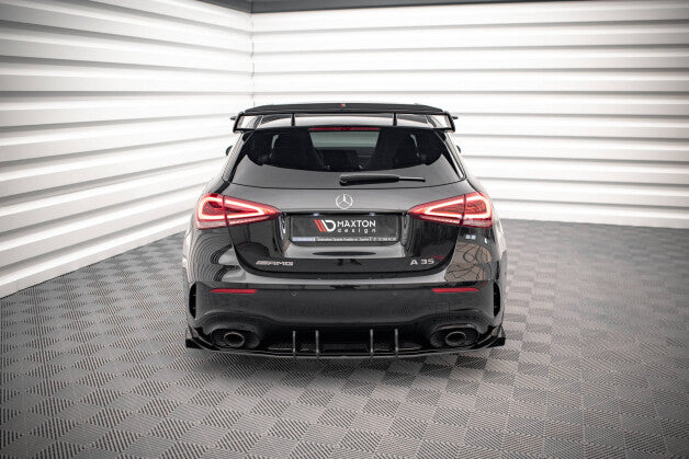 Heckansatz Diffusor + Flaps passend für Mercedes A35 AMG Hatchback Aero Pack W177 schwarz Hochglanz