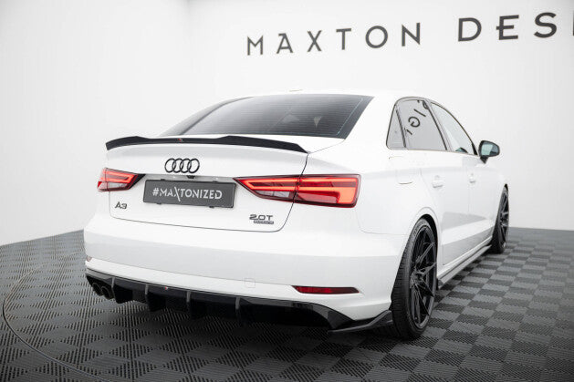 Heckansatz Diffusor passend für Audi A3 Limousine 8V FL (Doppelauspuff li.) schwarz Hochglanz