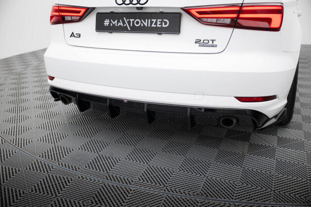 Heckansatz Diffusor passend für Audi A3 Limousine 8V FL (Einzelauspuff li. re.) schwarz Hochglanz