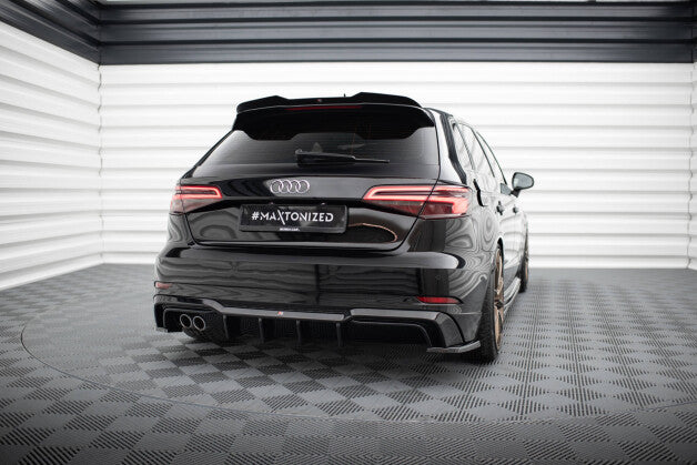 Heckansatz Diffusor passend für Audi A3 S-Line Sportback 8V FL (Doppelauspuff li.) schwarz Hochglanz