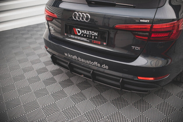 Heckansatz Diffusor passend für Audi A4 Avant B9 schwarz-rot