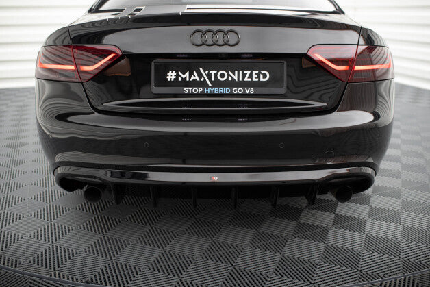Heckansatz Diffusor passend für Audi A5 Coupe / Cabrio S-Line 8T (Einzelauspuff li. re.) schwarz Hochglanz