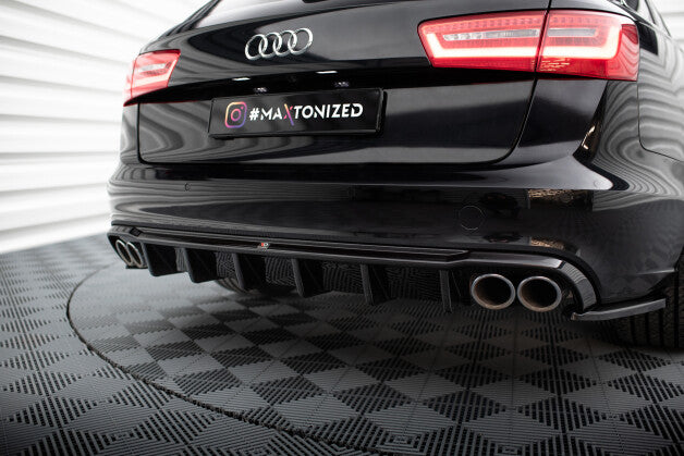 Heckansatz Diffusor passend für Audi A6 Limousine / Avant C7 (Doppelauspuff li. re.) schwarz Hochglanz
