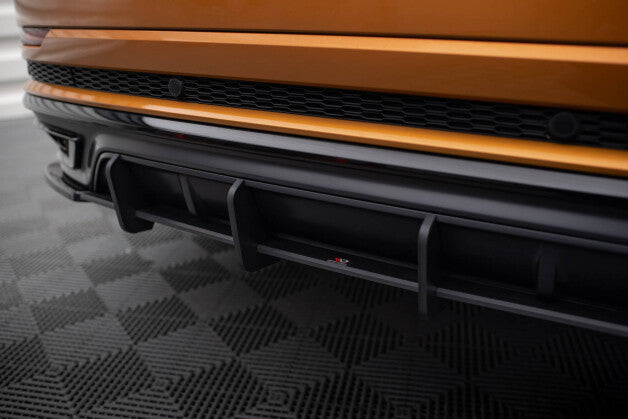 Heckansatz Diffusor passend für Audi Q8 S-Line Mk1 schwarz-rot