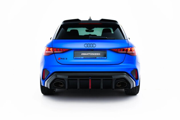 Heckansatz Diffusor passend für Audi RS3 8Y Sportback+Limo 8Y Facelift (Version mit Originalreflektor) schwarz Hochglanz