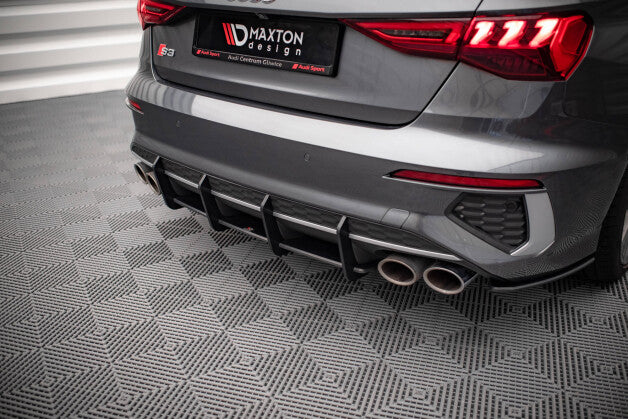 Heckansatz Diffusor passend für Audi S3 Limousine 8Y roter Kern