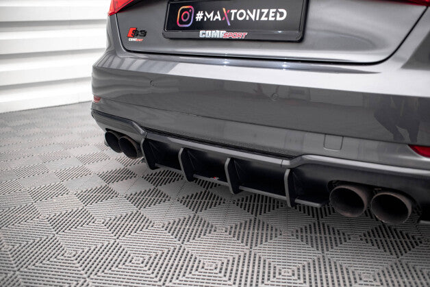 Heckansatz Diffusor passend für Audi S3 Sportback 8V FL schwarz-rot