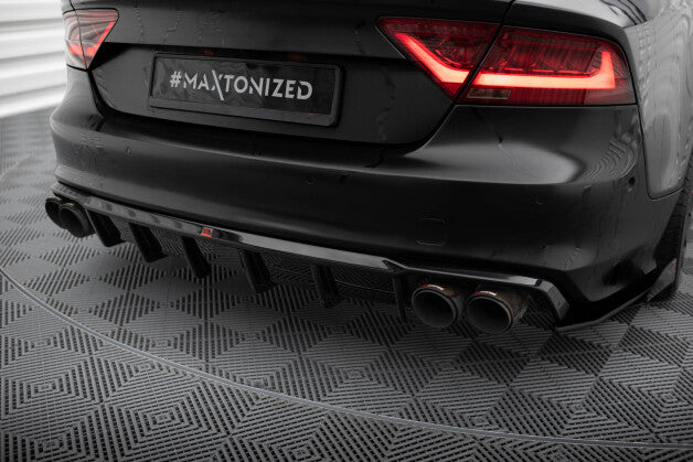 Heckansatz Diffusor passend für Audi S7 C7 schwarz Hochglanz