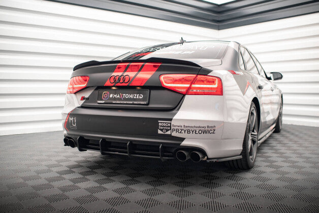 Heckansatz Diffusor passend für Audi S8 D4 schwarz-rot