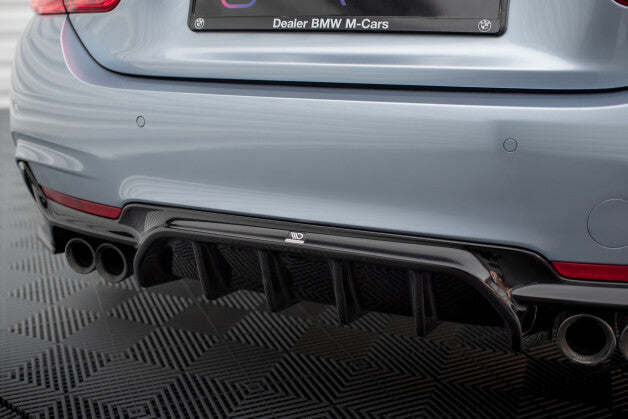 Heckansatz Diffusor passend für BMW 4er Coupe / Gran Coupe / Cabrio M-Paket F32 / F36 / F33 (Doppelauspuff li. re.) schwarz Hochglanz