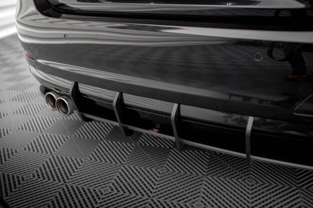 Heckansatz Diffusor passend für BMW 4er Gran Coupe F36 roter Kern + Hochglanz Flaps