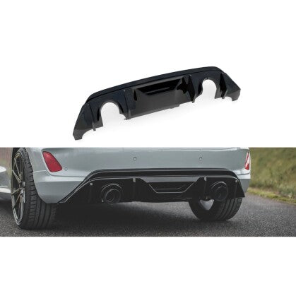 Heckansatz Diffusor passend für Ford Fiesta ST mk8 schwarz Hochglanz+Milltek Sport Endschalldämpfer geglüht