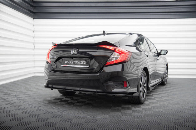 Heckansatz Diffusor passend für Honda Civic Mk10 roter Kern + Hochglanz Flaps