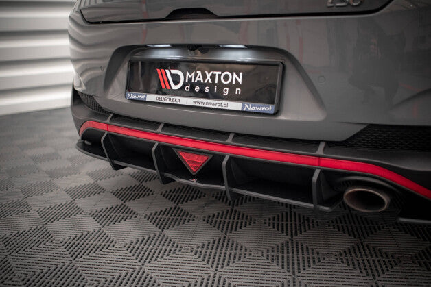 Heckansatz Diffusor passend für Hyundai I30 Fastback N-Line Mk3 FL roter Kern + Hochglanz Flaps