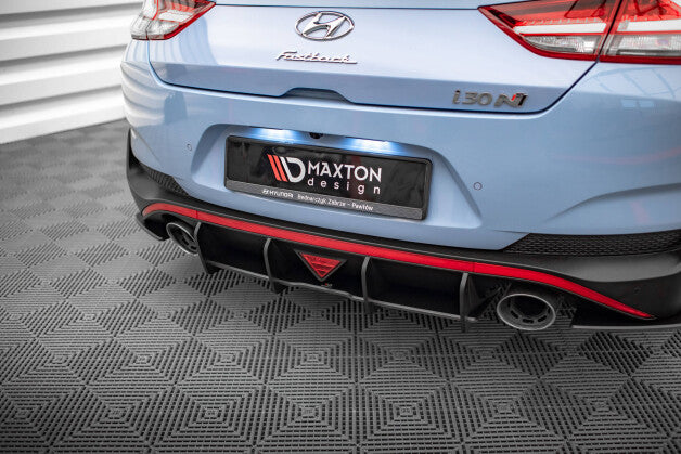 Heckansatz Diffusor passend für Hyundai I30 N Fastback FL Mk3 schwarz-rot
