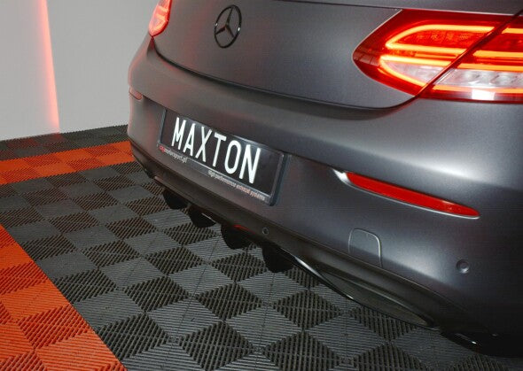 Heckansatz Diffusor passend für Mercedes- BENZ C-Klasse W205 Coupe AMG-LINE schwarz Hochglanz