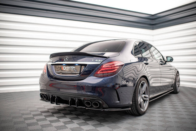 Heckansatz Diffusor passend für Mercedes C 43 Limousine W205 FL schwarz-rot