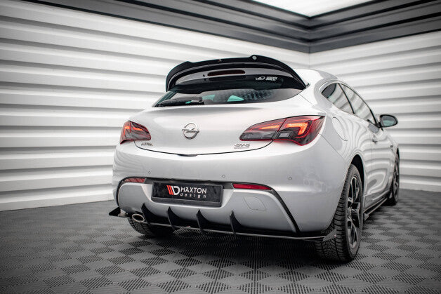 Heckansatz Diffusor passend für Opel Astra GTC OPC-Line J roter Kern + Hochglanz Flaps