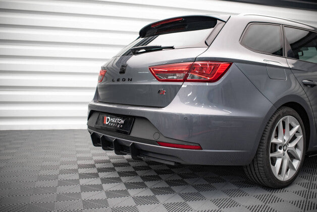Heckansatz Diffusor passend für Seat Leon FR Sportstourer Mk3 schwarz-rot