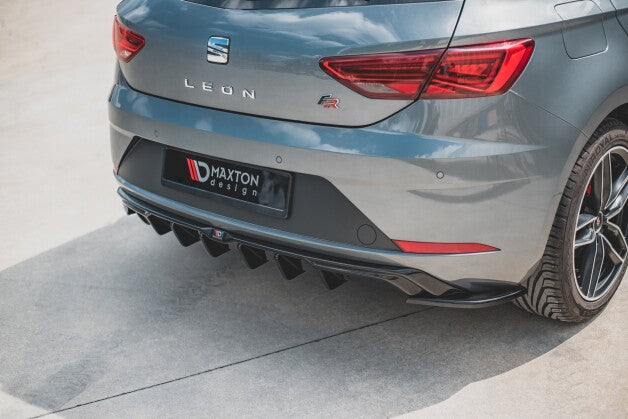 Heckansatz Diffusor passend für Seat Leon Mk3 FR FL schwarz Hochglanz