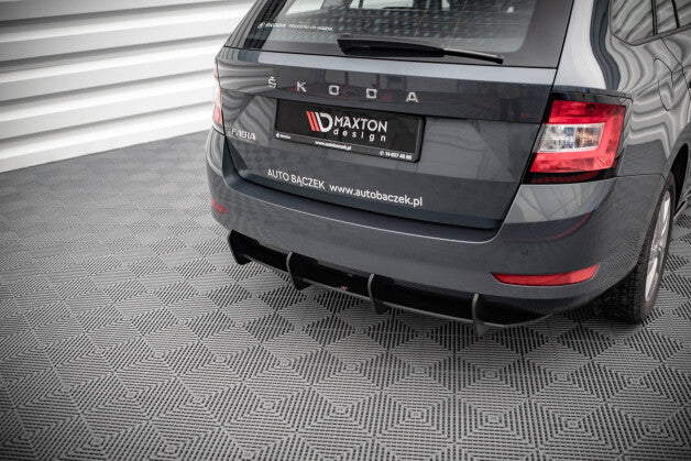 Heckansatz Diffusor passend für Skoda Fabia Combi Mk3 FL schwarz-rot