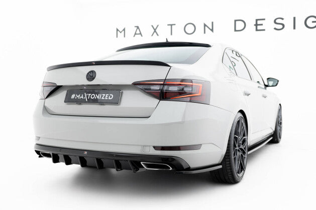 Heckansatz Diffusor passend für Skoda Superb Liftback / Combi Mk3 schwarz Hochglanz