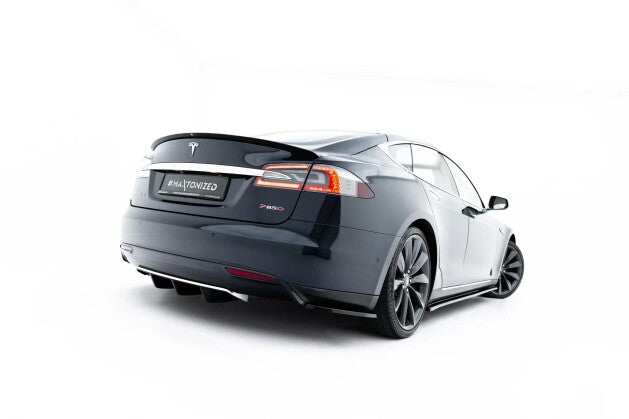 Heckansatz Diffusor passend für Tesla Model S Mk1 schwarz Hochglanz