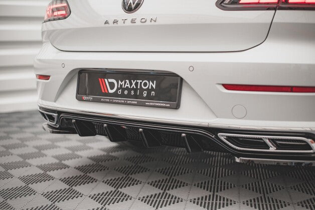 Heckansatz Diffusor passend für VW Arteon R-Line Limousine / Shooting Brake Mk1 FL schwarz Hochglanz