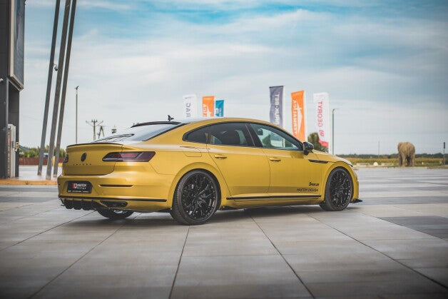Heckansatz Diffusor passend für VW Arteon R-Line schwarz-rot+ Hochglanz Flaps