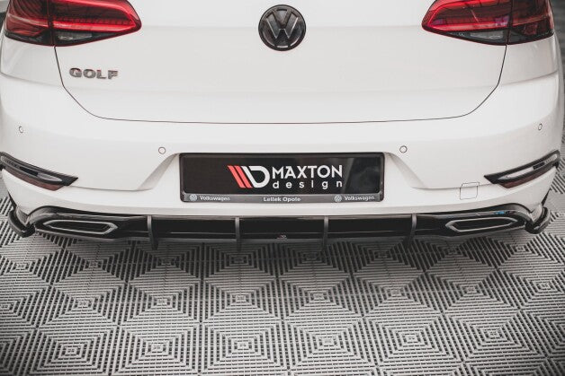 Heckansatz Diffusor passend für VW Golf R-Line Mk 7 FL schwarz-rot