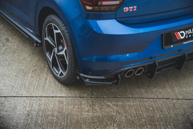Heckansatz Diffusor passend für VW Polo GTI Mk6 schwarz-rot+ Hochglanz Flaps