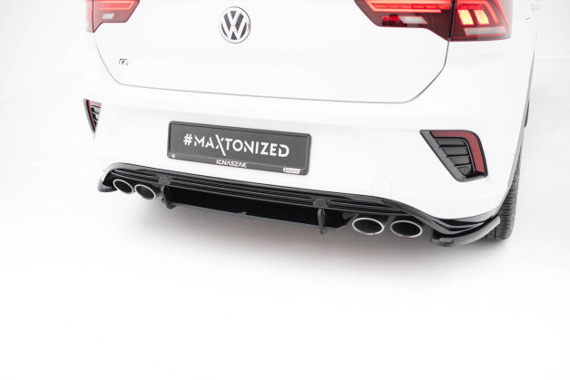 Heckansatz Diffusor passend für VW T-Roc R Mk1 schwarz-rot