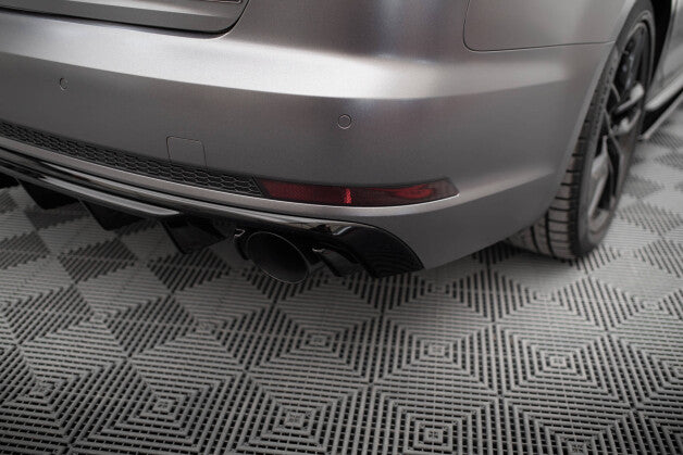 Heckansatz Diffusor V.1 passend für Audi A4 S-line B9 (Einzelauspuff li. re.) schwarz Hochglanz