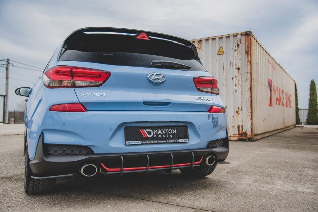Heckansatz Diffusor V.1 passend für Hyundai I30 N Mk3 Hatchback schwarz-rot