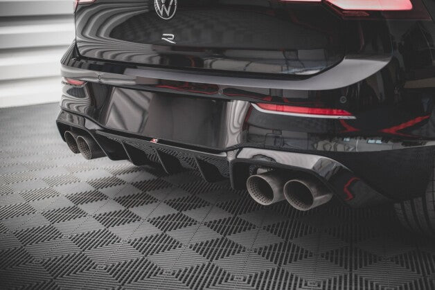 Heckansatz Diffusor V.1 passend für VW Golf R Hatchback Mk8 FL schwarz Hochglanz