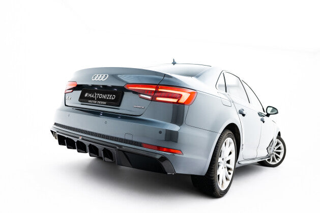 Heckansatz Diffusor V.2 passend für Audi A4 S-Line Limousine / Avant B9 schwarz Hochglanz