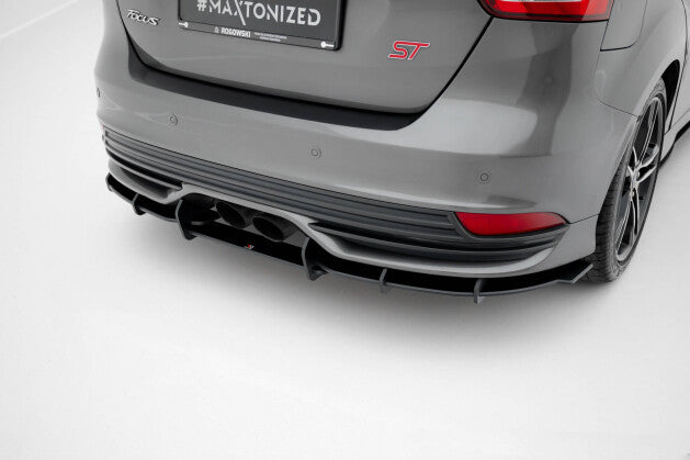 Heckansatz Diffusor V.2 passend für Ford Focus ST Mk3 FL schwarz-rot