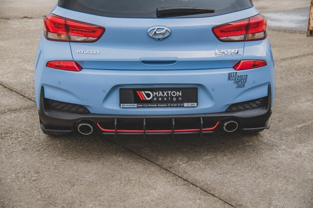 Heckansatz Diffusor V.2 passend für Hyundai I30 N Mk3 Hatchback roter Kern