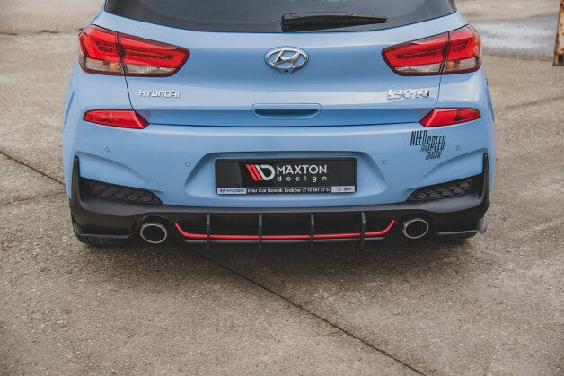 Heckansatz Diffusor V.2 passend für Hyundai I30 N Mk3 Hatchback schwarz-rot