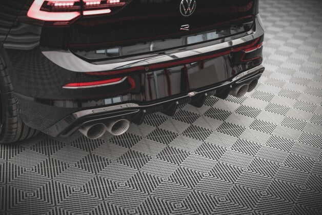 Heckansatz Diffusor V.2 passend für VW Golf R Hatchback Mk8 FL schwarz Hochglanz
