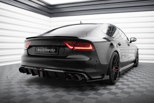 Hintere Seiten Flaps passend für Audi A7 S-Line C7 schwarz Hochglanz